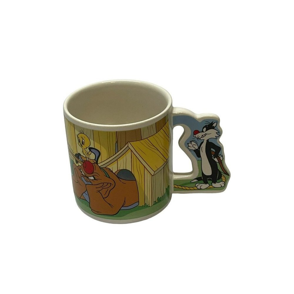Tweety Bird & Sylvester Handle Coffee Mug Cup Looney Tunes Applause 1988  VTG